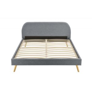 Cadre de lit scandinave avec tête de lit et sommier à lattes en tissu