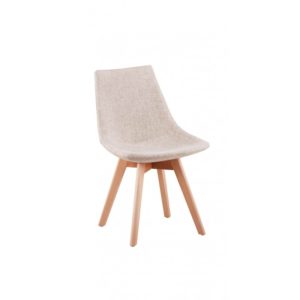 Lots de 2 chaises scandinaves en polypropylène et tissu avec pieds en hêtre