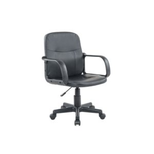 Fauteuil de bureau à roulettes avec accoudoirs en PU noir