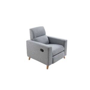 Fauteuil de relaxation scandinave en tissu et pieds bois hêtre