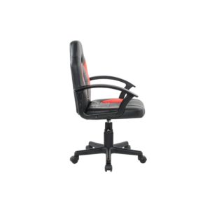 Fauteuil de bureau à roulettes avec accoudoirs en PU noir et rouge