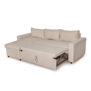 Canapé d’angle réversible, convertible en tissu avec coffre de rangement