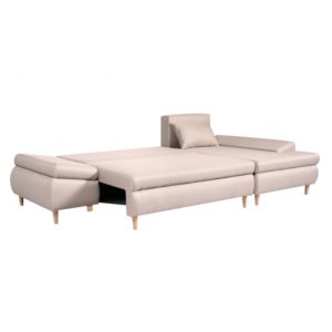 Canapé d’angle convertible en tissu avec coffre