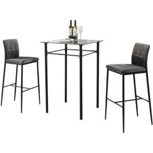 Table et tabourets de bar modernes gris