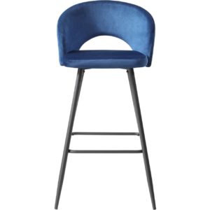 Tabouret de bar bleu en velours