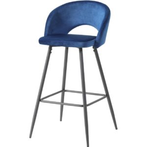 Tabouret de bar bleu en velours