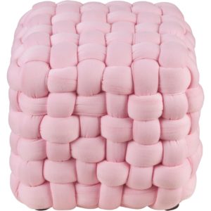 Pouf rose en tissu tressé