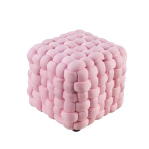 Pouf rose en tissu tressé