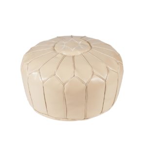 Pouf beige en cuir