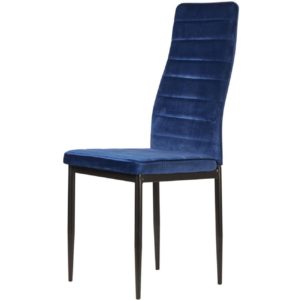 Lot de 4 chaises en velour bleu.