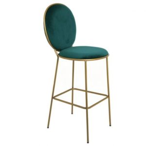 Chaise de bar en velours verte