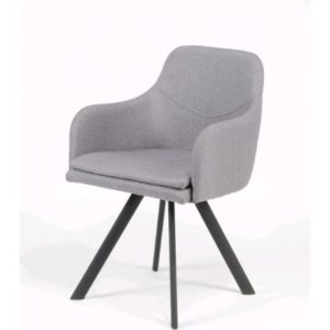 Chaise en tissu gris avec accoudoirs