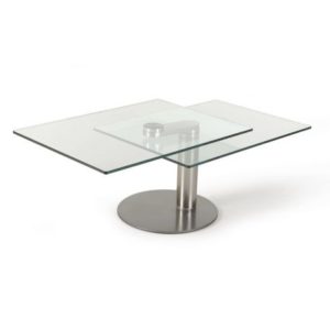 Table basse avec plateaux en verre