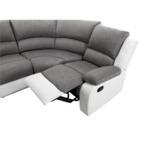 Canapé d’angle de relaxation 5 places avec accoudoir porte-gobelet modulable et amovible en microfibre et simili