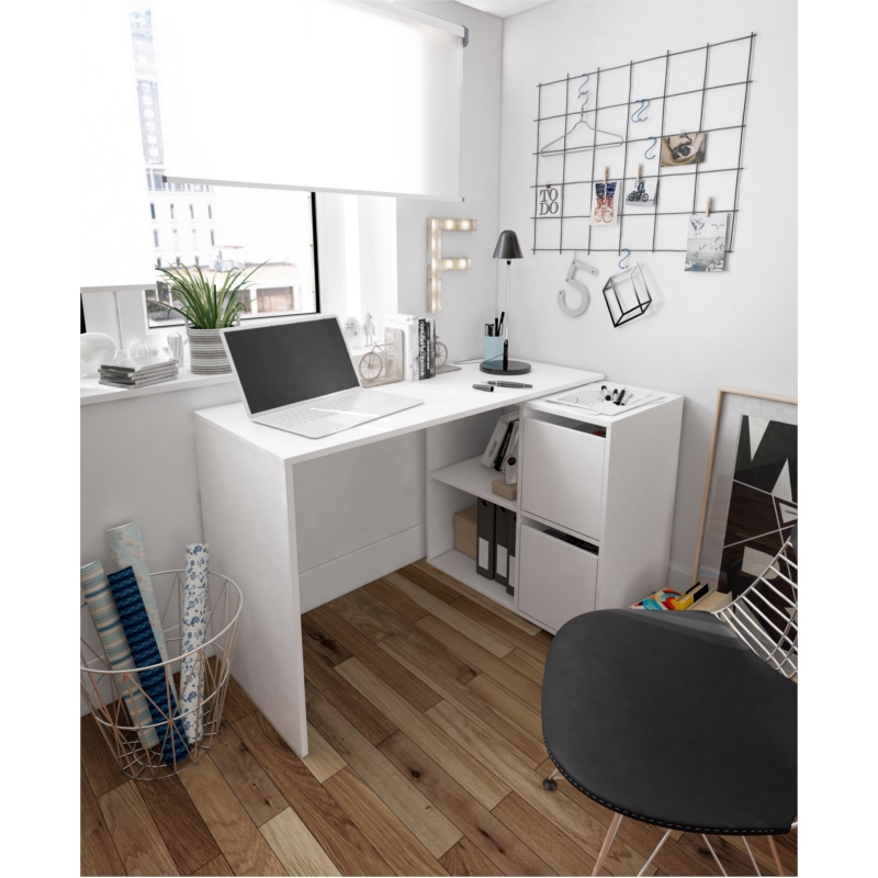 Bureau angle modulable avec rangement L120 cm