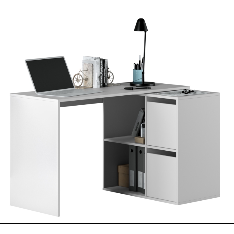 Bureau angle modulable avec rangement L120 cm