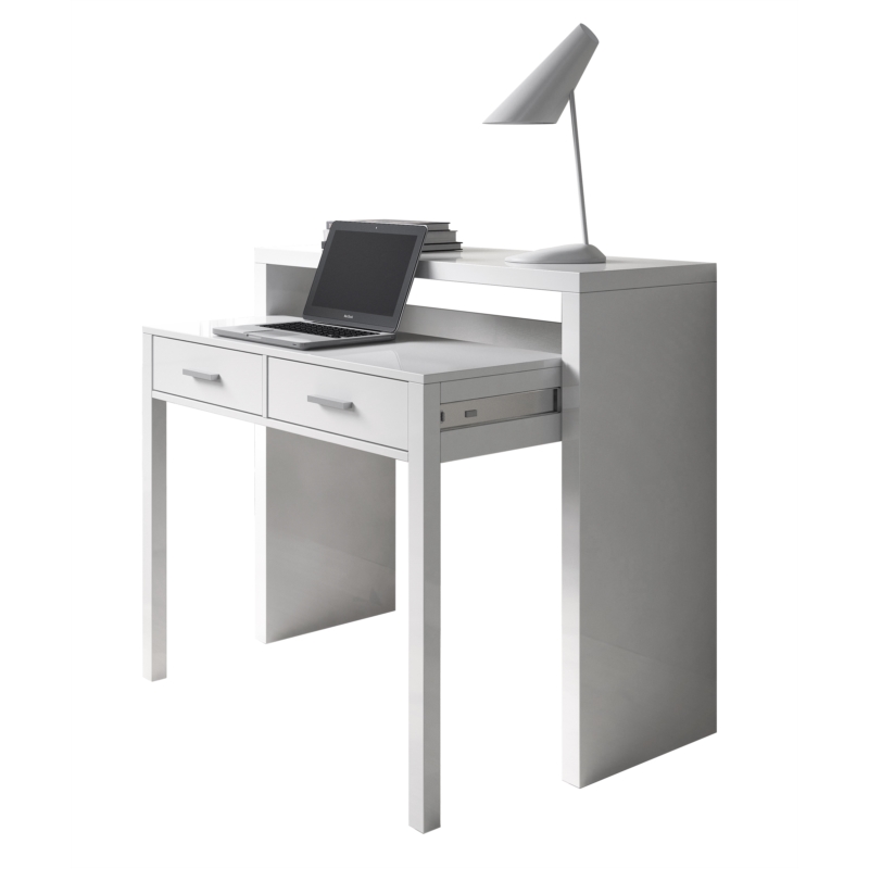 Bureau console extensible 2 tiroirs L100 cm