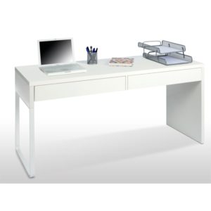 Bureau design piètement reversible 2 tiroirs L138 cm