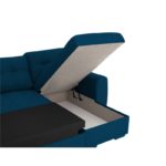 Canapé d’angle convertible réversible avec coffre en tissu