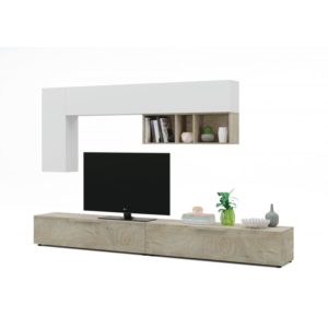 Meuble TV 2 portes L260cm et étagère murale L210 cm