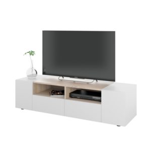 Meuble TV 4 portes et 2 niches de rangement L138 cm