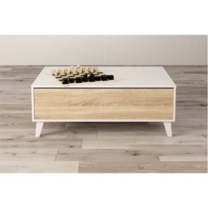 Table basse avec panneau central relevable L100 x P68 cm