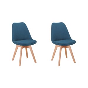 Lot de 2 chaises tissu pieds hêtre naturels