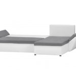 Canapé d’angle réversible et convertible en tissu et simili avec coffre de rangement