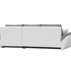 Canapé d’angle réversible et convertible en tissu et simili avec coffre de rangement