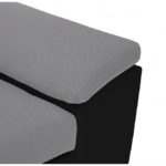 Canapé d’angle convertible avec coffre et têtières en simili et tissus