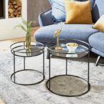 GOYAV – Lot de 2 tables basses en métal avec miroir