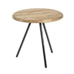 BASTID – Table basse avec pieds en métal noir et plateau en chêne massif 40 cm