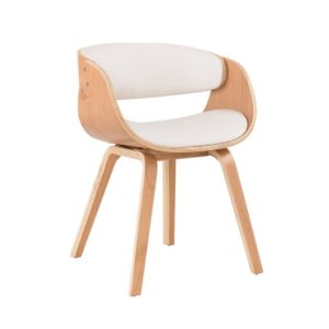 NORDY – Chaise scandinave avec pieds en bois clair et coussin en simili