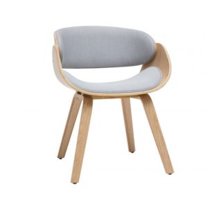 NORDY – Chaise scandinave avec pieds en bois clair et coussin en tissu